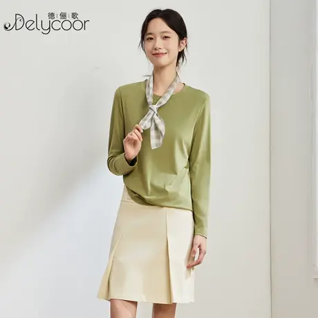圆领优可丝薄款打底衫女春秋螺纹棉修身t恤大码莫代尔长袖上衣柔商品大图