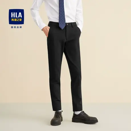 【奥莱清仓】HLA/海澜之家2023简约纯色休闲裤松紧腰微弹裤子男商品大图