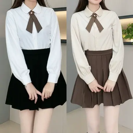 法式学院风长袖衬衫女春秋季2022新款洋气减龄气质衬衣上衣小个子商品大图