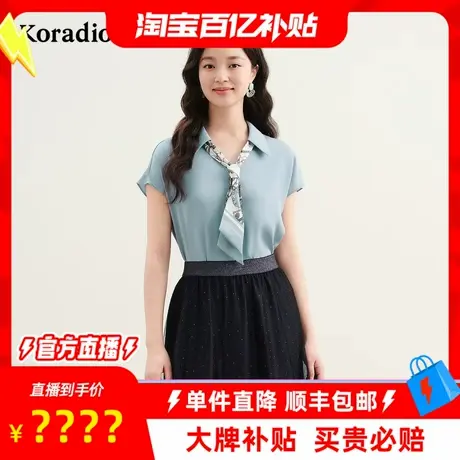 【百补穿搭馆】尚设计感系带领透气舒适衬衫女通勤衬衣图片