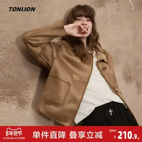 唐狮2026秋冬季仿麂皮绒外套女仿羊羔毛保暖加厚外套美式慵懒风图片