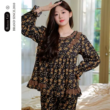 Bananagirl【抗菌】睡衣女秋新款长袖圆领碎花套宽松可外穿家居服商品大图