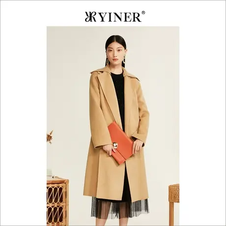 YINER音儿专柜女装2022冬季新款纯羊毛双面呢大衣长款外套商品大图