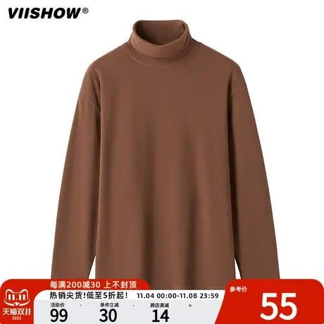 VIISHOW德绒卫衣男2023新款秋冬季半高领上衣内搭保暖打底衫毛衣商品大图