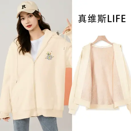 真维斯LIFE奶fufu的外套女2023新款爆款秋冬加厚羊羔绒开衫上衣女商品大图