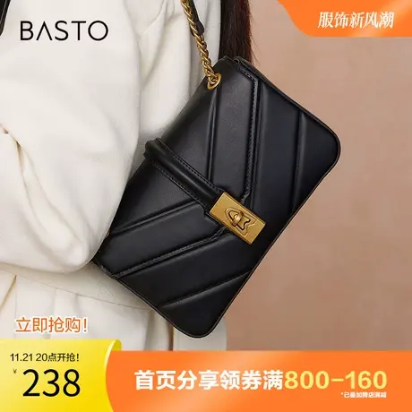 百思图奥莱2023冬季新款商场同款简约小方包单肩斜挎包X3095DX3图片
