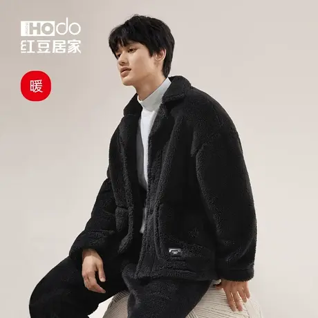 红豆男士睡衣冬季加绒加厚珊瑚绒冬款可外穿法兰绒大码家居服套装商品大图