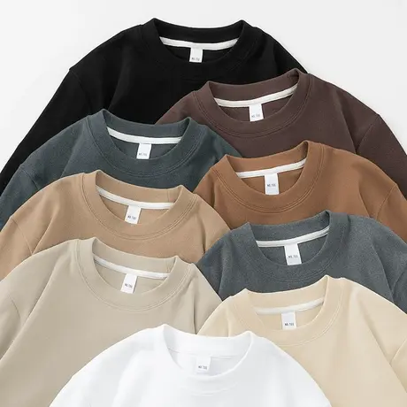 重磅德绒长袖t恤男秋冬季纯色小衫双面绒内搭打底衫加绒保暖秋衣商品大图