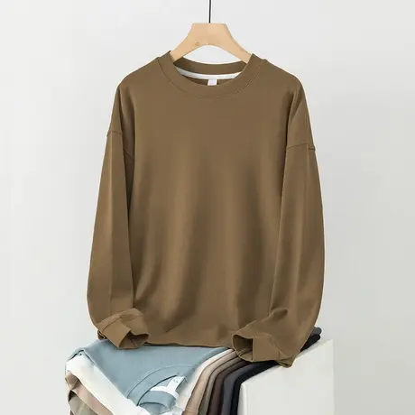 350g重磅卫衣男装2024新款潮流百搭春秋季上衣服无帽圆领长袖t恤商品大图