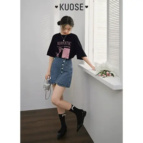 【昕怡粉丝专享】阔色设计感a字牛仔半身裙女2022新款夏季短裙子图片