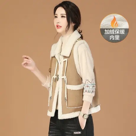 韩潮袭人皮毛一体加绒坎肩马甲外套女2023冬季新款休闲百搭马夹图片