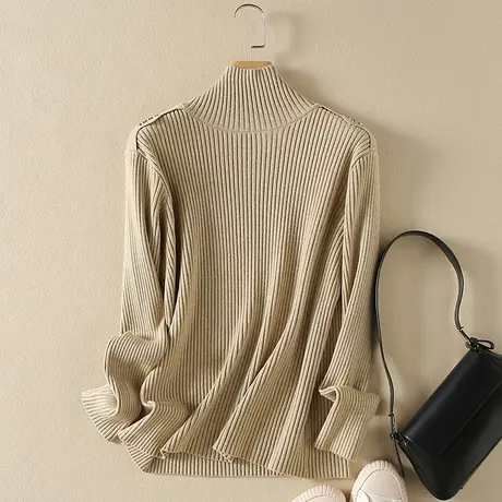 半高领毛衣女秋冬内搭新款韩版宽松套头加厚百搭长袖针织打底衫女商品大图