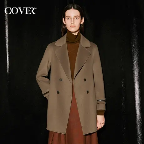COVER冬季高支羊毛羊绒双排扣大衣商品大图