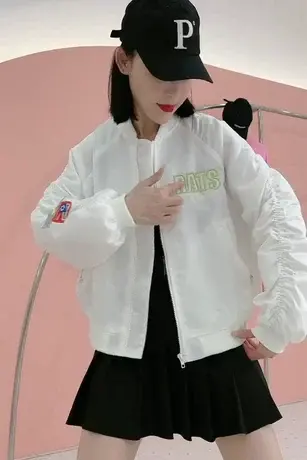 减龄刺绣棒球服女短外套2023春装新款小个子短款开衫夹克上衣欧货商品大图