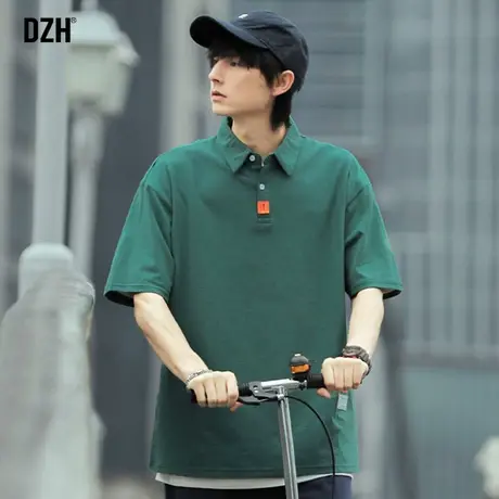 男士翻领polo衫男潮牌短袖纯棉男装2024新款半袖t恤宽松夏季上衣商品大图