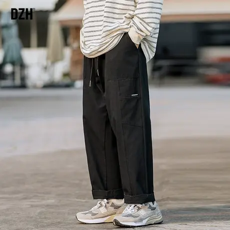 男士黑色工装裤子男潮流百搭秋季休闲裤男款裤子直筒宽松2023新款商品大图