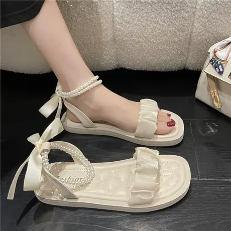 玛丽珍平底凉鞋女夏季超火时装仙女风配裙子2023新款韩系罗马凉鞋商品大图