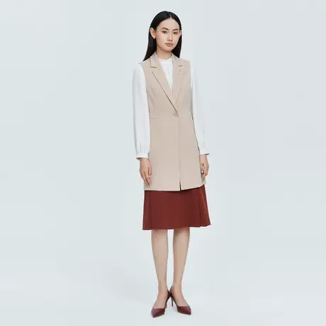 LANCY/悦朗姿秋季新款西装马甲中长款收腰显瘦百搭马夹外套奥莱图片