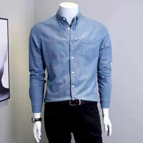 秋冬季法兰绒磨毛长袖衬衫男潮流商务休闲纯棉加大码衬衣男士外套图片