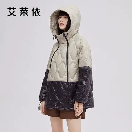 艾莱依冬季羽绒服女新款官方正品时尚女款连帽保暖鸭绒短款厚外套商品大图