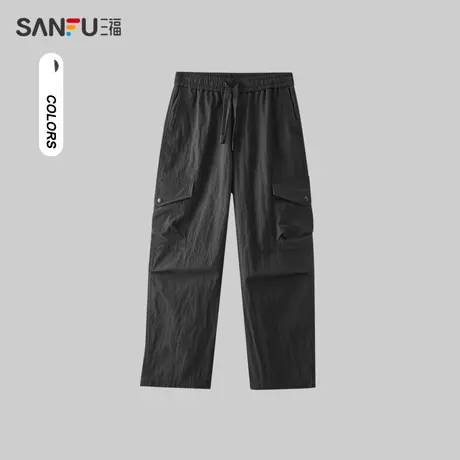三福2024春季男士街头潮流休闲裤 宽松橡筋腰工装裤长裤482510商品大图