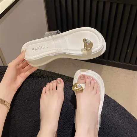 松糕鞋厚底坡跟拖鞋女夏季外穿小个子套趾百搭透明凉鞋2024夏新款商品大图