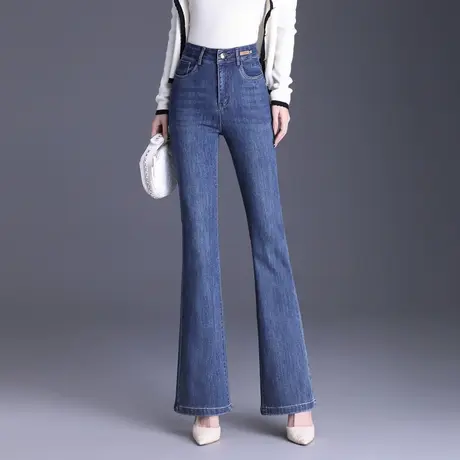 牛仔裤女高腰显瘦喇叭裤春秋大码牛仔微喇裤女士裤子中年妈妈女裤商品大图