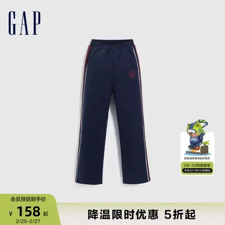 Gap女童冬季LOGO碳素软磨抓绒卫裤儿童装保暖运动束脚裤837211商品大图
