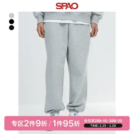 SPAO韩国同款春季新品男女加绒卫裤宽松休闲运动裤SPMTD4TU11图片
