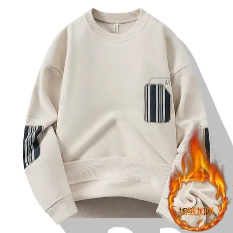 2023新款冬季男士奥粒绒长袖T恤衫加绒加厚卫衣冬装双面绒打底衫商品大图