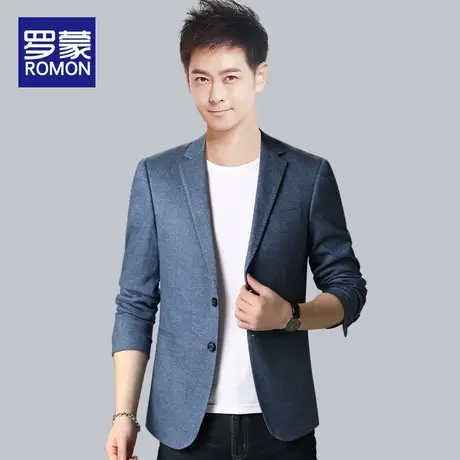 Romon/罗蒙休闲西服男新品单西单排扣合体纯色男装外套韩版上衣潮图片