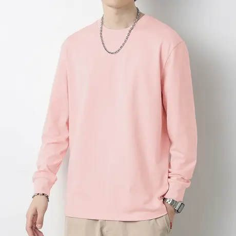 重磅纯棉t恤男长袖圆领上衣服潮流宽松春秋季内搭打底衫全棉秋衣商品大图