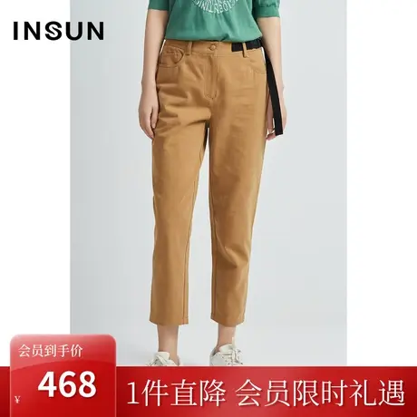 恩裳商场同款冬季经典浅驼色简约百搭宽松小脚裤西裤女图片