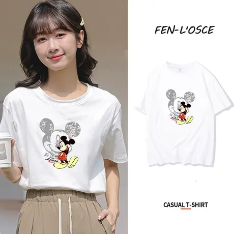 卡通米奇印花短袖t恤女2023年夏季新款款oversize宽松纯棉上衣潮商品大图