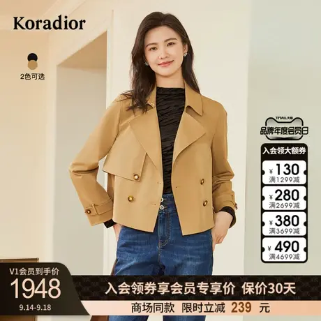 珂莱蒂尔女装2023秋季新款美拉德独特好看双排扣翻领短款外套图片