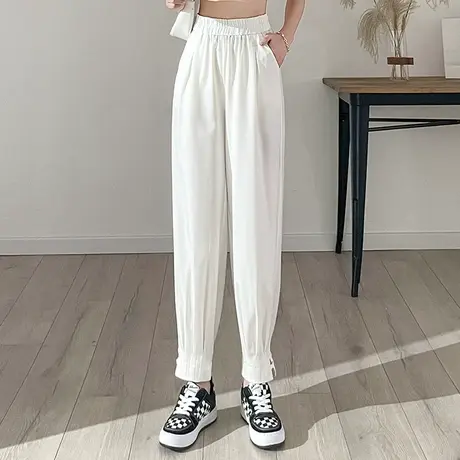 冰丝哈伦裤女夏季2023新款松紧腰束脚萝卜裤薄款显瘦小个子萝卜裤商品大图