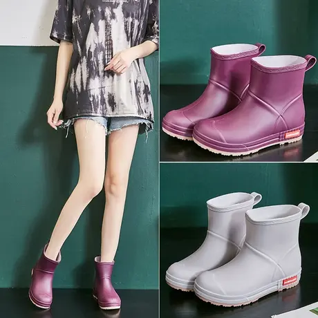 成人雨鞋女时尚款外穿夏胶鞋防水防滑中筒下雨穿的鞋漂亮水鞋厨房商品大图