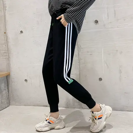 裤子女2020春夏宽松休闲哈伦九分直筒裤显瘦百搭束脚运动裤ins潮图片