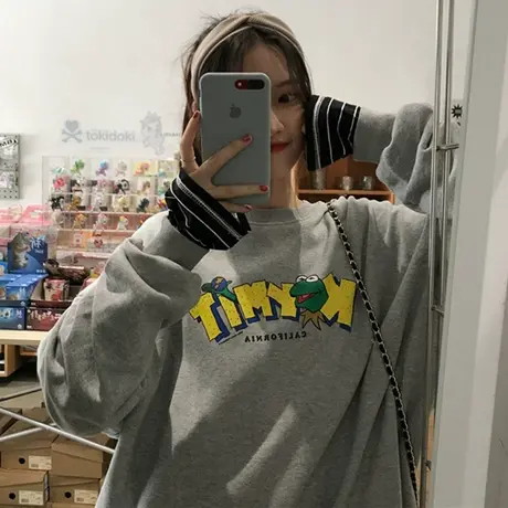 waitmore卫衣女2020春秋薄款宽松韩版原宿bf慵懒风ins超火cec外套商品大图