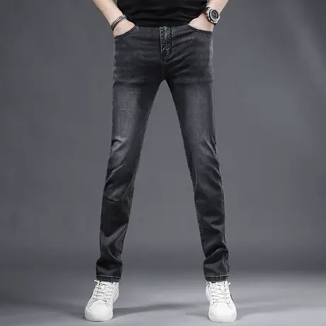 2023新款夏季冰丝牛仔裤男款直筒裤轻薄款黑色弹力男士休闲裤修身商品大图