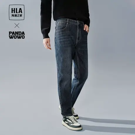 HLA/海澜之家panda wowo熊猫牛仔裤23秋新款五袋款宽松窄脚裤子男图片