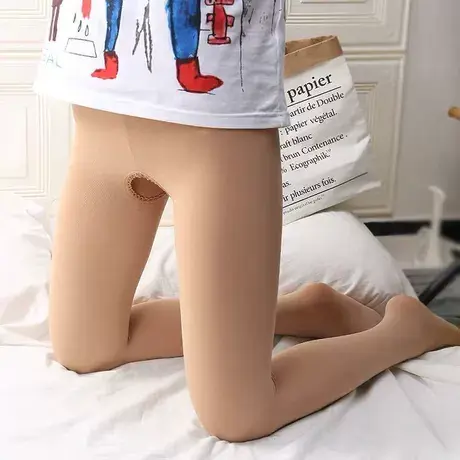 开档情趣丝袜女加绒加厚连裤袜性感踩脚秋冬免脱打底袜子外穿春秋商品大图