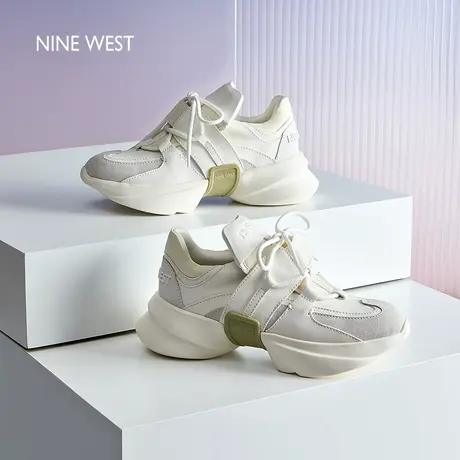【韩雪同款】Nine West/玖熙漂浮厚底老爹鞋女新款网面增高休闲鞋图片