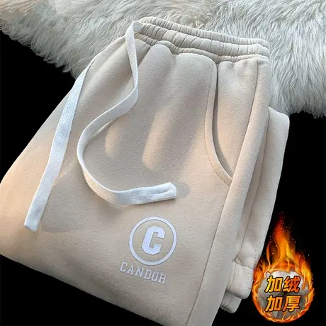 束脚卫裤男秋冬季新款加绒加厚九分休闲裤子男生潮流百搭运动长裤商品大图