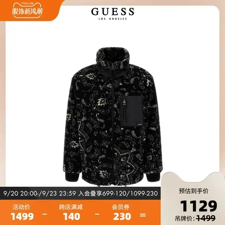 GUESS23新秋男腰果花满印保暖仿羊羔毛外套休闲夹克-M3BL16WFSH2商品大图