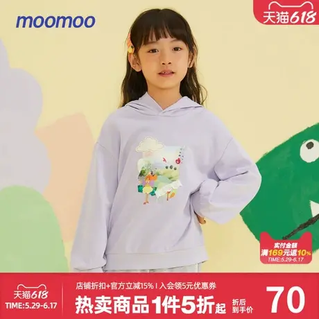 美特斯邦威童装女童原创图案连帽卫衣春秋新款儿童宽松落肩卫衣商品大图