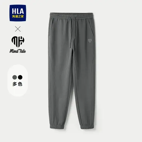 HLA/海澜之家亦心即为抽绳刺绣休闲裤25春秋季新款松紧腰卫裤子男商品大图