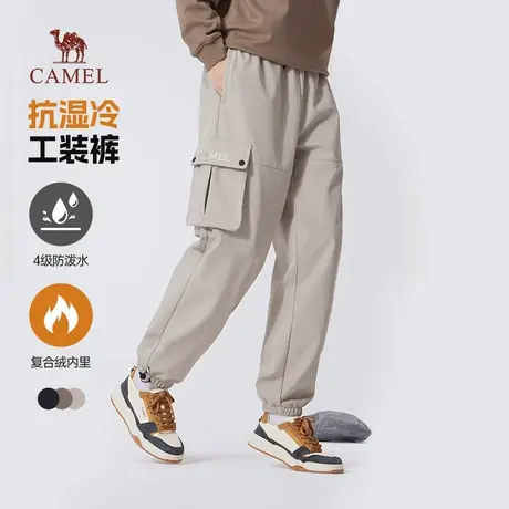 骆驼男装工装裤男2025新款冬季加绒保暖宽松束脚防泼水休闲长裤子商品大图