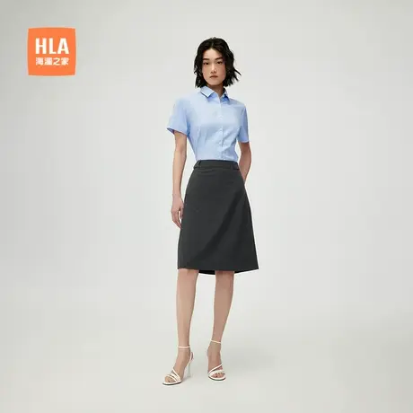 HLA/海澜之家商务通勤女士正装短袖衬衫25春夏新翻领修身条纹衬衣商品大图