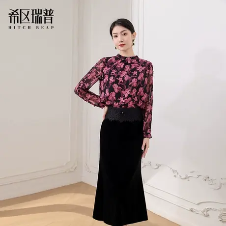 【希区瑞普】法式复古碎花雪纺衫女2025新款高级感宽松显瘦上衣商品大图